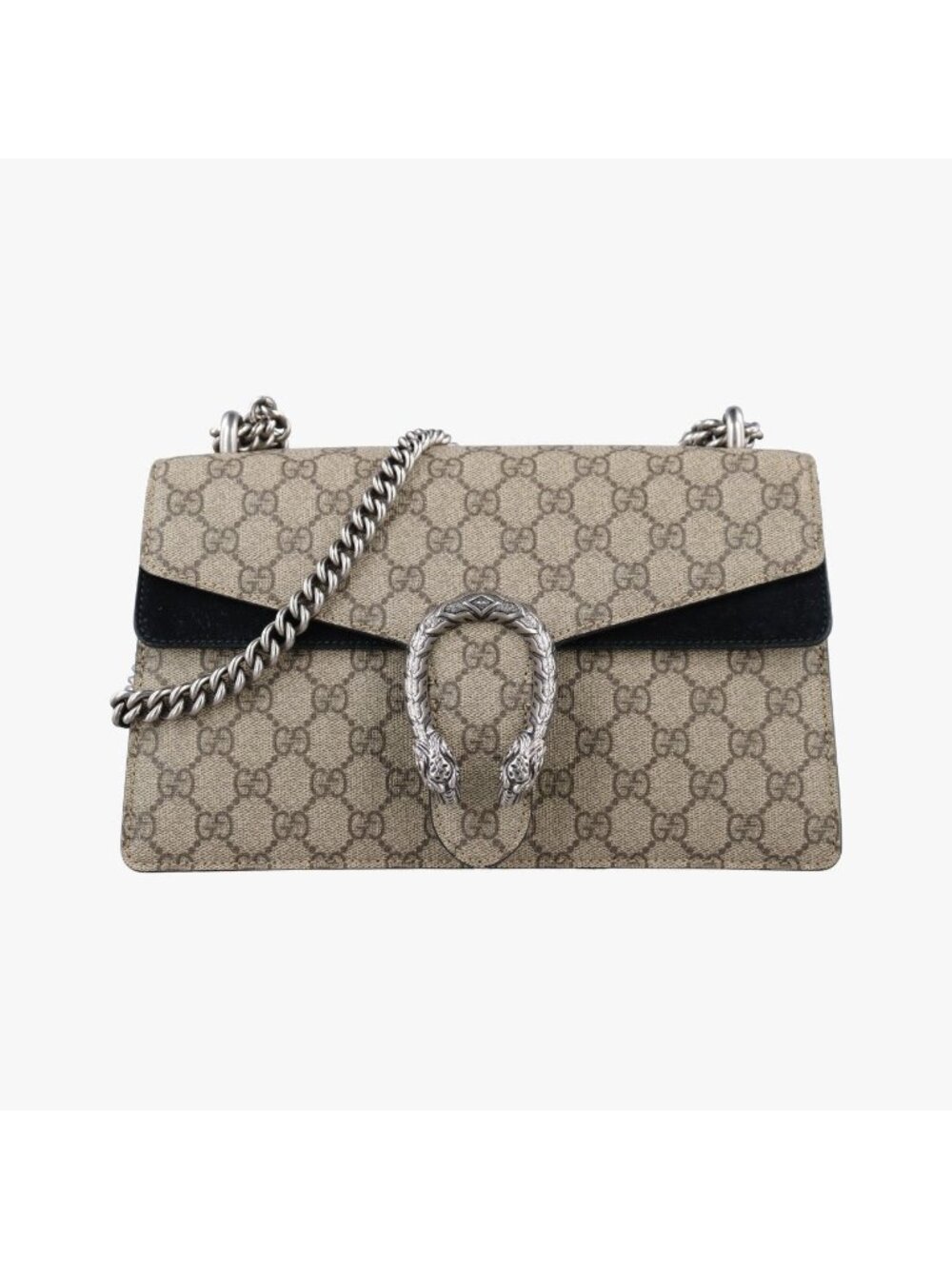 Gucci Dionysus Beige Black Suede Shoulder Bag